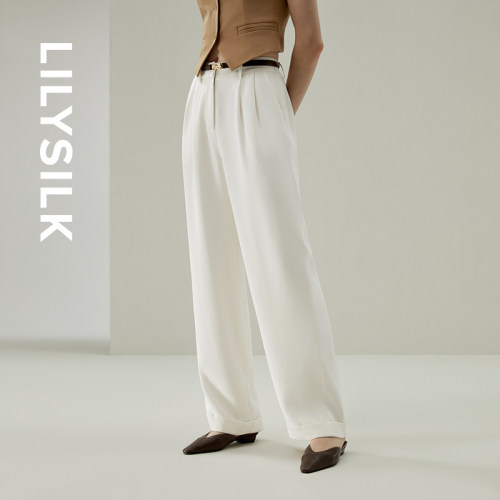 LILYSILK莉莉秀客真丝西装裤女