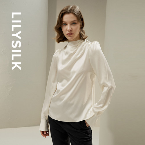 LILYSILK莉莉秀客单肩捏褶衬衫