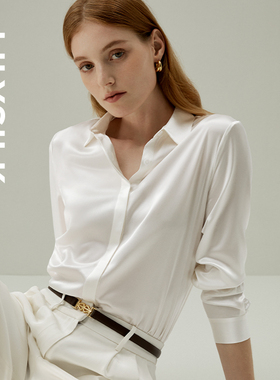 莉莉秀客真丝衬衫女士LILYSILK重磅100%桑蚕丝职业上衣宽松设计感