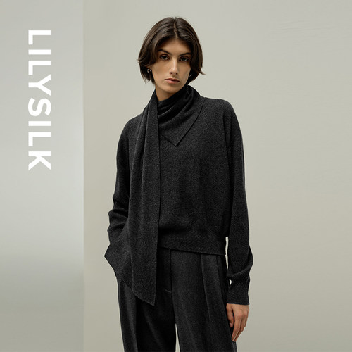 简约围巾领设计感羊毛羊绒毛衣