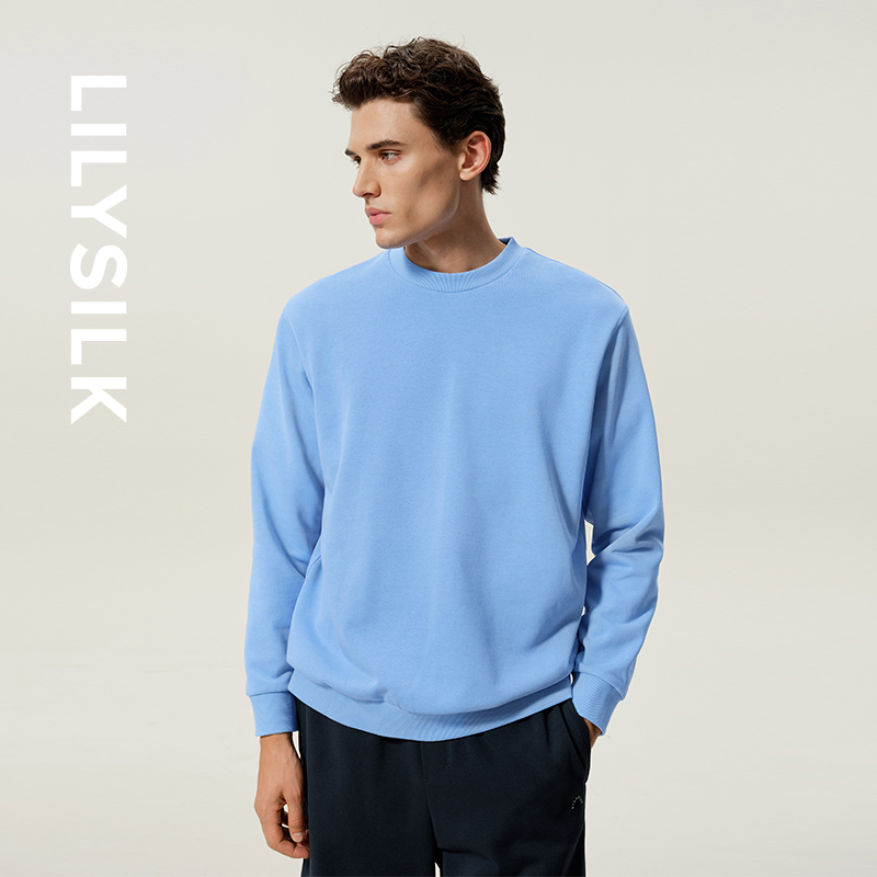 莉莉秀客套头休闲卫衣SILKERRY™25秋冬内里真丝设计简约上衣冬男