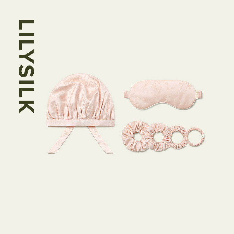 【精选礼物】真丝睡帽眼罩发圈组合装莉莉秀客定制礼物LILYSILK