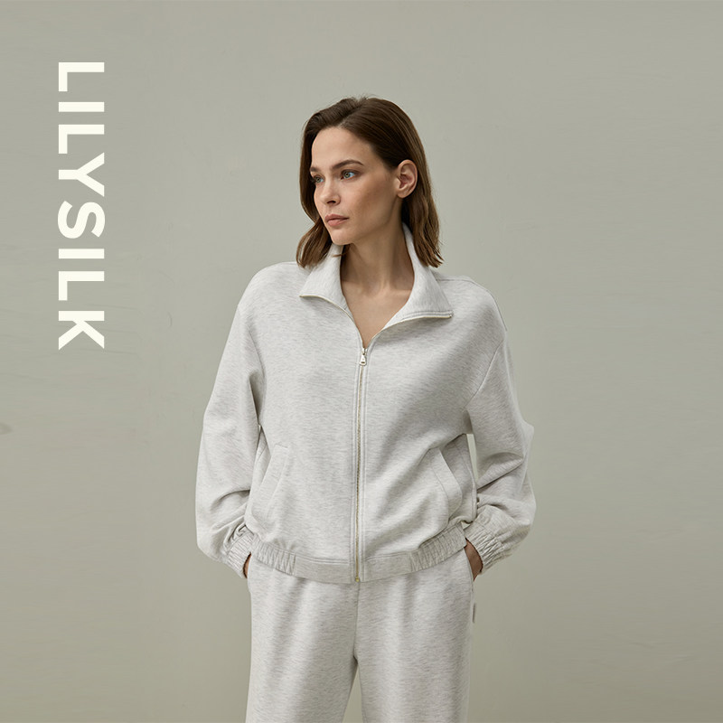翻领全拉链卫衣外套莉莉秀客SILKAIRY™云感真丝混纺休闲开衫上衣