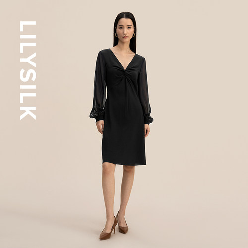LILYSILK莉莉秀客经典真丝连衣裙