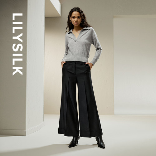 LILYSILK莉莉秀客羊毛混纺长裤