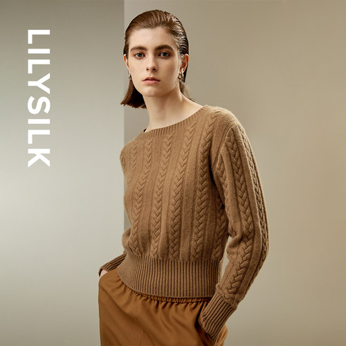 莉莉秀客长袖套头毛衣一字领