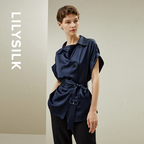LILYSILK莉莉秀客荡领马甲外套