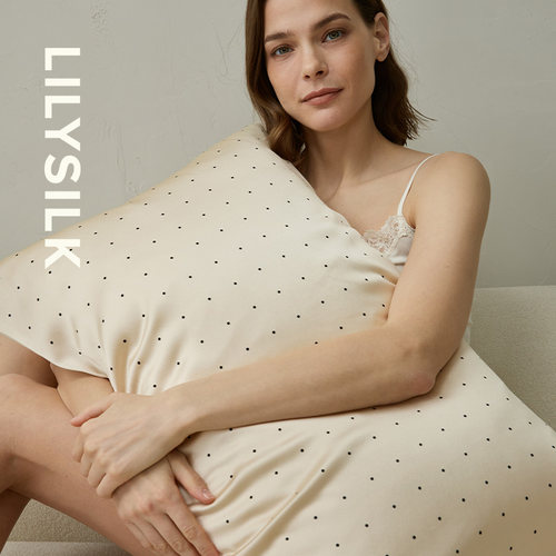 轻奢波点双面真丝枕套莉莉秀客法式复古波点桑蚕丝枕头套LILYSILK