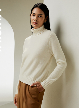 LILYSILK莉莉秀客纯色羊毛羊绒混纺毛衣简约内搭外穿秋冬慵懒风