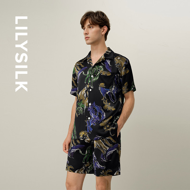 【星座系列】狮子座专属莉莉秀客LILYSILK桑蚕丝印花短袖睡衣套装