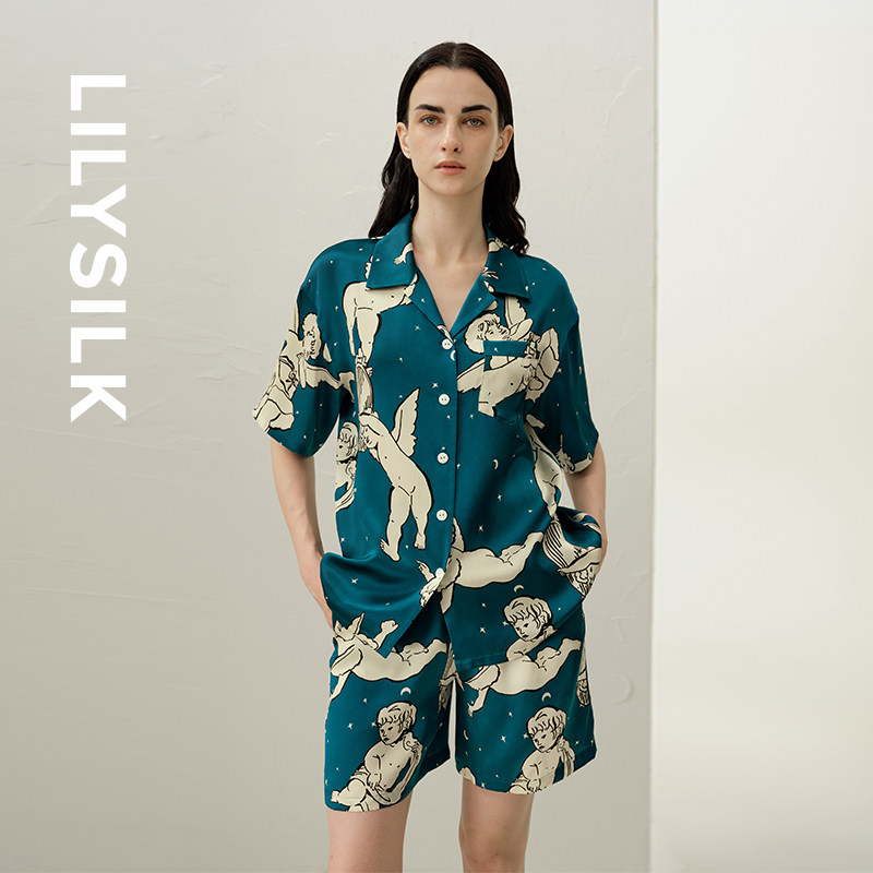 【星座系列】双子座专属莉莉秀客LILYSILK桑蚕丝印花短袖睡衣套装,女士内衣/男士内衣/家居服,睡衣/家居服套装,淘宝优惠券,粉丝福利购,淘宝优惠卷