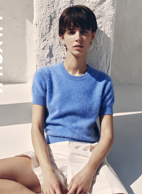 圆领羊绒针织衫莉莉秀客26春女士拉绒套头衫舒适短袖上衣LILYSILK