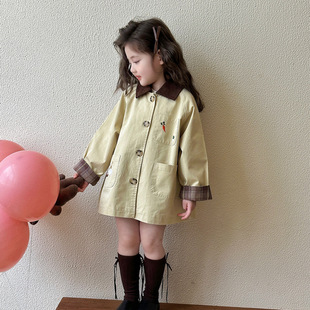 女童风衣中长款 2025秋装 新款 儿童英伦风洋气上衣女宝宝春秋季