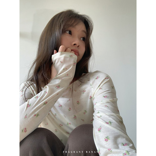 秋季韩系莱赛尔碎花透气罩衫女