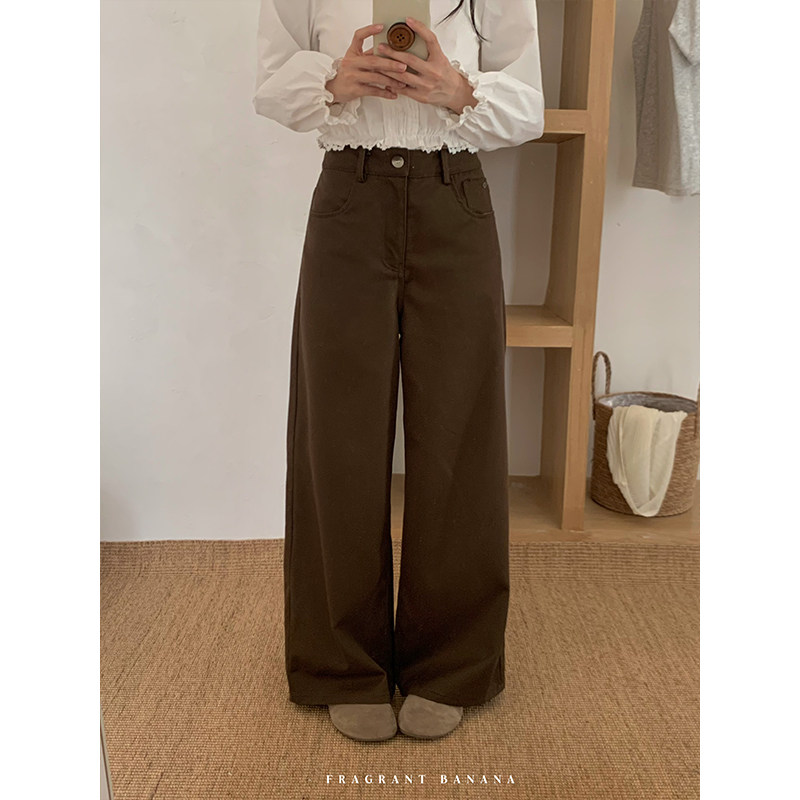 香香的蕉 秋冬调性 深咖色提臀牛仔裤女秋冬显瘦宽松阔腿裤子,女装/女士精品,牛仔裤,淘宝优惠券,粉丝福利购,淘宝优惠卷