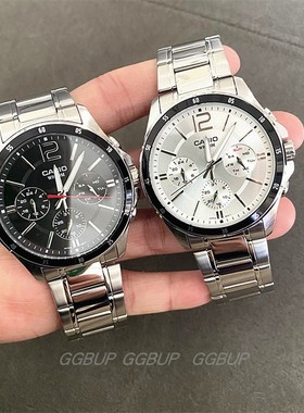 卡西欧商务休闲优雅防水三眼石英指针手表男MTP-1374D/MTP-1375