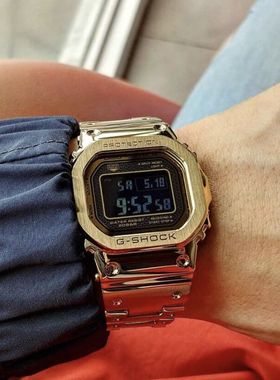 卡西欧35周年金砖银砖小方块太阳能电波男手表GMW-B5000GD-9 1