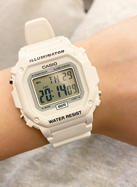 卡西欧F-108WHC-7B男女手表白色方块运动电子表F108WH-1B 1A 218H
