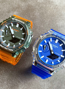 卡西欧隐藏海岸GA-2100HC-2A 4A GA-2000HC农家橡树透明男女手表