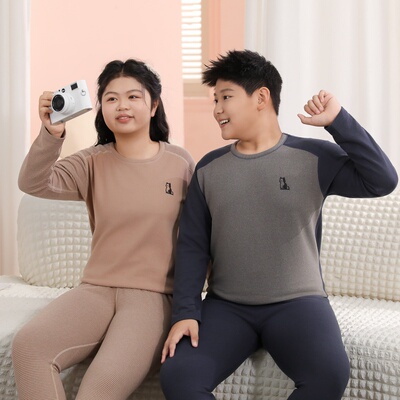 儿童秋衣秋裤石墨烯发热胖童保暖内衣男大童睡衣女童学生打底套装