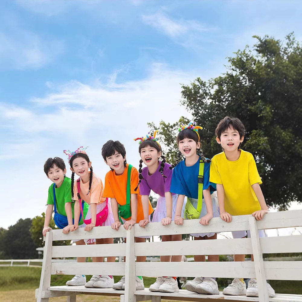 幼儿园园服夏季套装小学生校服 中学生幼儿园老师园服棉质儿童T恤