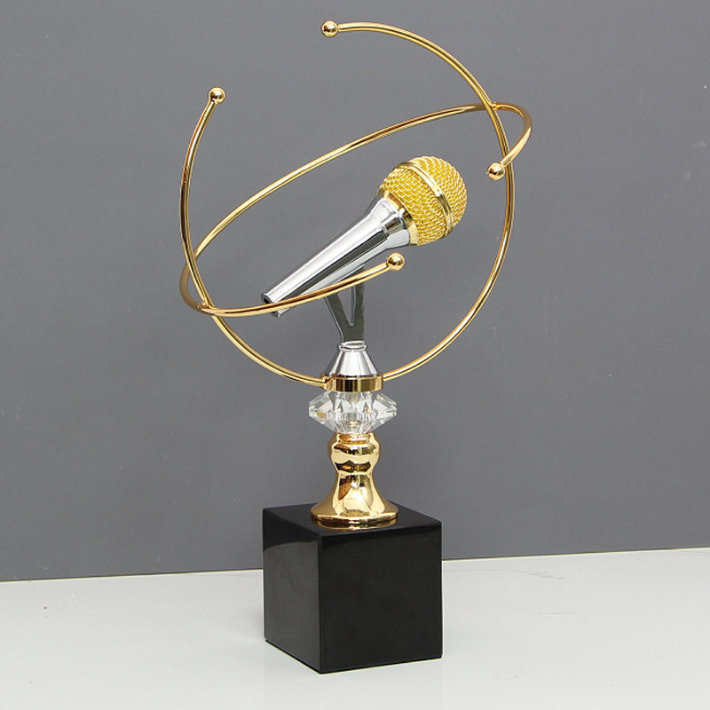 现代创意话筒礼品奖品摆件唱歌比赛颁奖奖杯刻字酒柜书柜工艺品