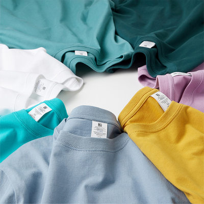 夏季重磅服23001g领纯圆棉T恤衫工作服定制 纯色广衫告订做班印字