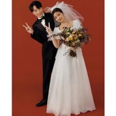 法式 新娘领证登记头纱多层蓬蓬手工玫瑰花头纱网红旅拍道具