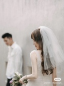 新款 新娘领证登记小头纱短款 简约多层旅拍头纱摄影道具