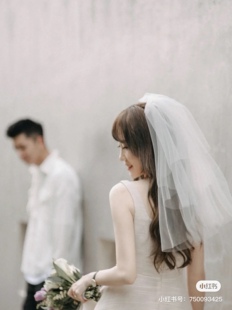 新款 简约多层旅拍头纱摄影道具 新娘领证登记小头纱短款