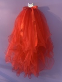 红色蓬蓬头纱蝴蝶结领证拍照新娘头饰旅拍照道具多层短款 高级感