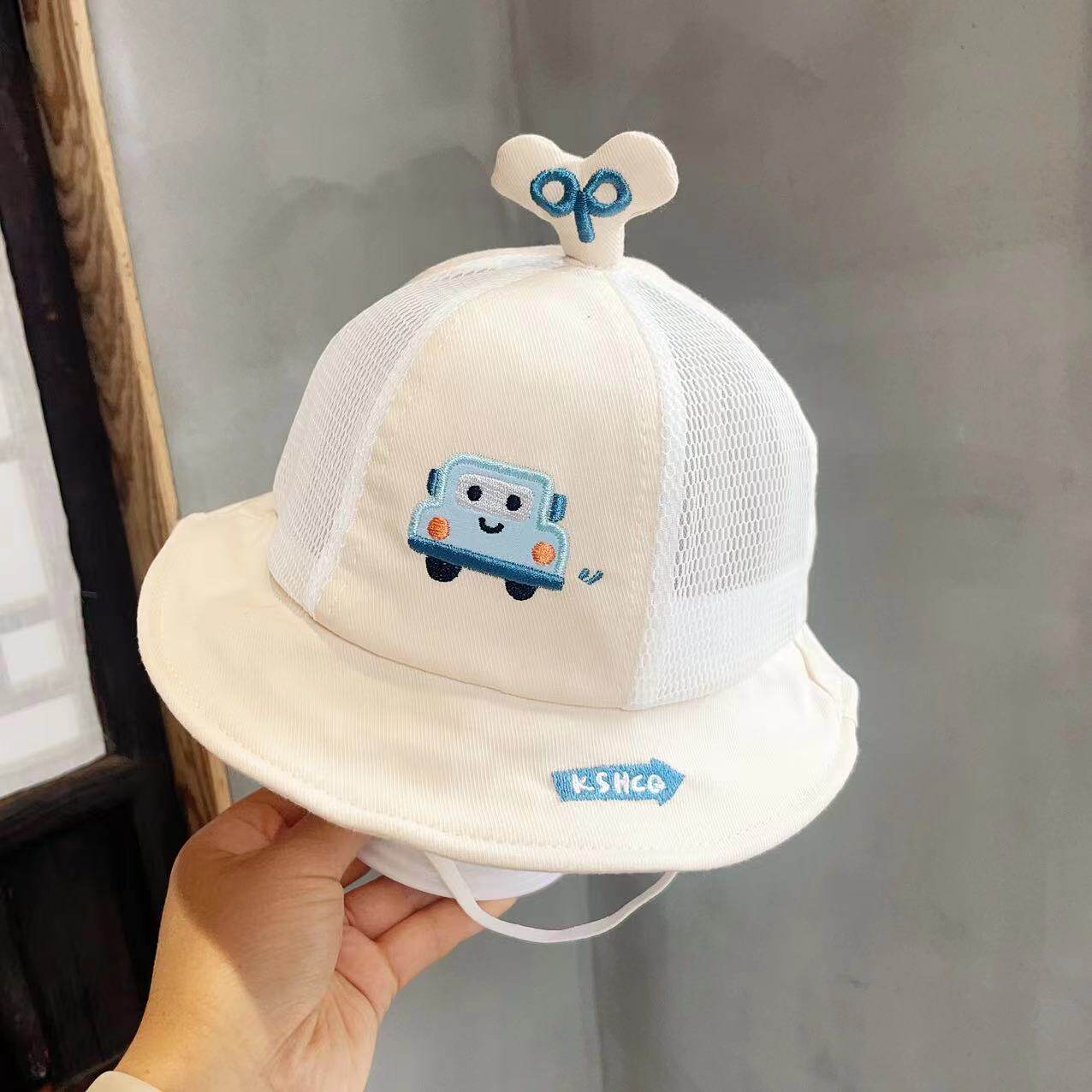 婴儿帽子夏季遮阳可爱汽车网透气宝宝渔夫太阳幼儿男女童防晒出游