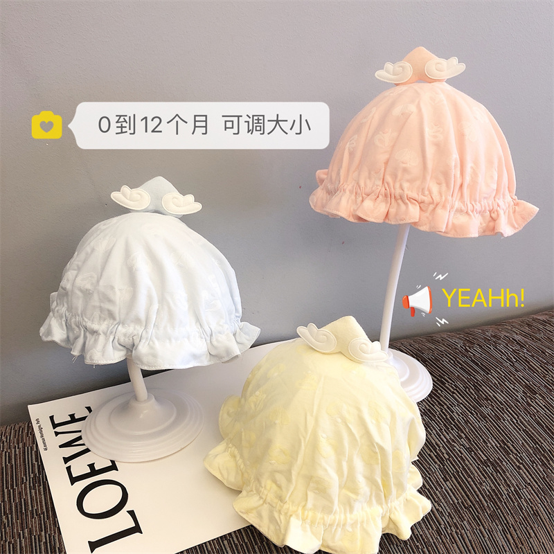 婴儿帽子春秋薄款纯棉胎帽0-8个月宝宝公主帽满月初新生婴儿盆帽