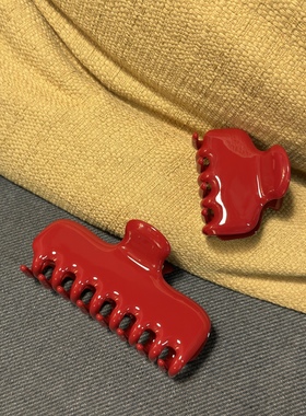 vogueess超正的红色jennie同款简约醋酸抓夹后脑勺盘发夹头饰大号