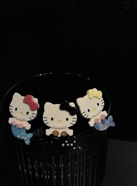 vogueess超萌小众设计感可爱少女kitty猫醋酸鸭嘴夹刘海发饰新款