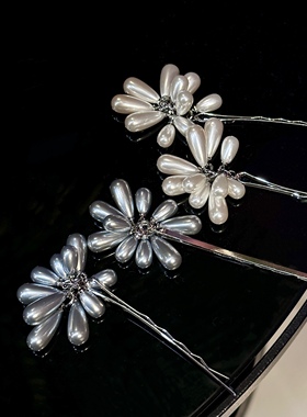 vogueess韩代同款发夹少女小众设计珍珠麦穗纯欲流苏葡萄一字边夹