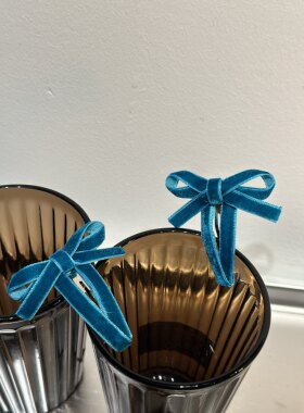 超美的孔雀蓝丝绒蝴蝶结发夹