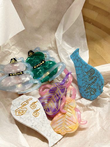 新中式国风陶瓷醋酸花瓶发夹