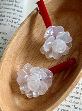 vogueess自制春季玫瑰花亚克力发夹fruta同款人鱼姬撞色设计边夹