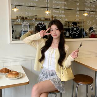 黄色开衫薄款女2026新款夏季防晒配吊带罩衫冰丝针织外套早春上衣