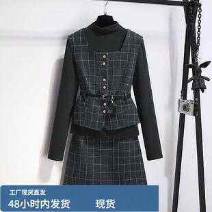 灰色小香风套装女2026新款独特漂亮冬装一整套巨好看的三件套冬裙