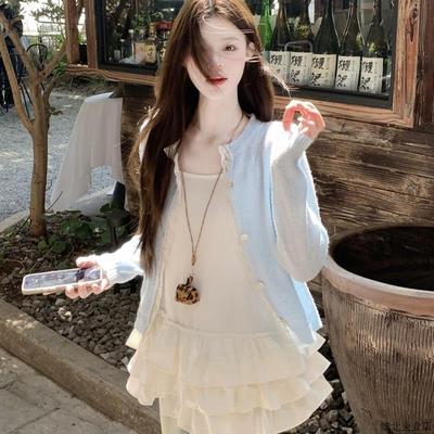 早秋多巴胺ootd穿搭套装开衫松弛感绝美巨好看海边出游两件一整套