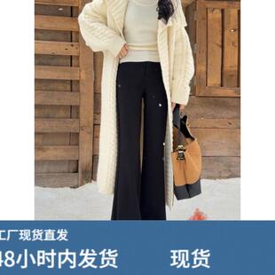 黑色加绒加厚喇叭裤女士冬季新款百搭休闲高腰显瘦保暖微喇西装裤