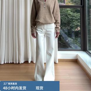 白色微喇牛仔裤女2025冬天加绒加厚小个子垂感显瘦不贴腿喇叭裤子