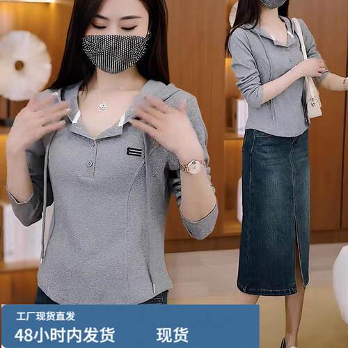 休闲百搭连帽长袖t恤女20