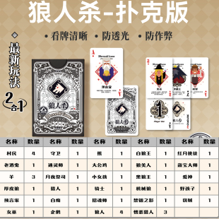 狼人杀扑克版PVC白银珍藏桌游卡牌聚会京城大师赛不眠之夜同款