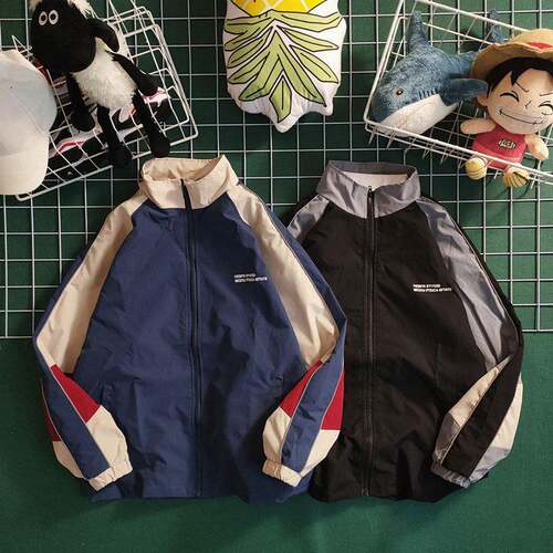 Korean Varsity Jacket Men High Street Patchwork Letter Print