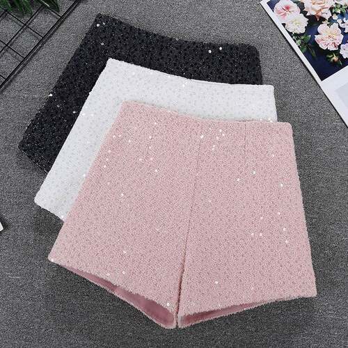Stylish Womens Knitted Sequined Shorts Comfortable and