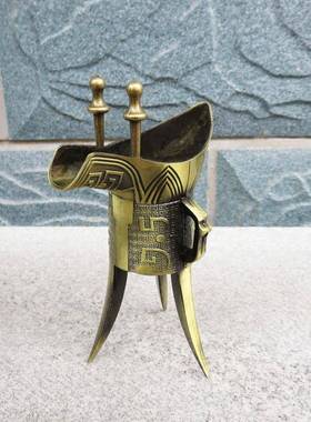 项羽酒杯仿古不锈爵杯父辛爵古代酒杯婚礼道具艺品家居摆件酒樽