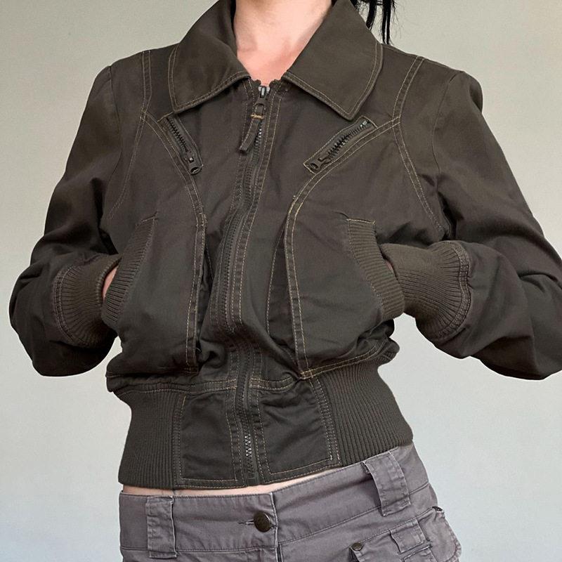 Women's Y2K Zipper Pocket Casual Womenswear Jacket Long